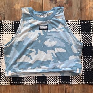 Blue camo adidas crop top